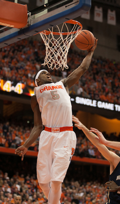 Fair throws down a putback dunk off a missed jumper by Jerami Grant.