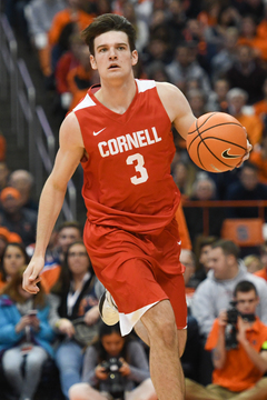 Cornell forward Jimmy Boeheim drives the ball down court. 