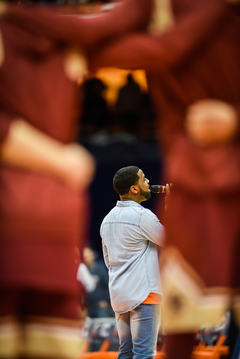 Malcolm-Ali Davis sings the national anthem pregame.