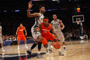 C.J. Fair and Syracuse will face a tough test Saturday night against Louisville's defense. The Cardinals have racked up 23 steals through their first two games in the Big East tournament. 