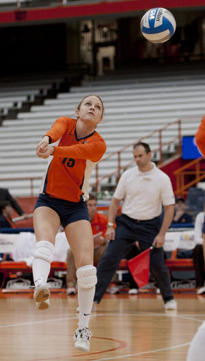 The libero, or the defensive specialist, sets up the defense, receives serves and makes sure everyone is in the right place before the serve. 