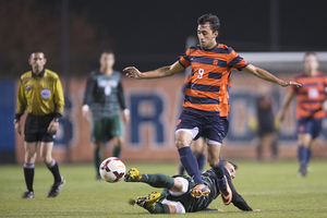 Midfielder Stefanos Stamoulacatos scored Syracuse's first goal in regulation before Alex Halis won the game in overtime.