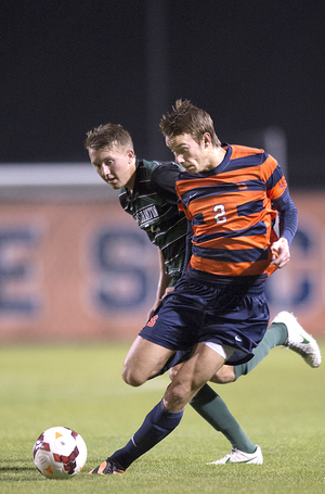 Oyvind Alseth switched from right back to center midfield for Syracuse in its 2-1 overtime win against Binghamton on Tuesday.tw