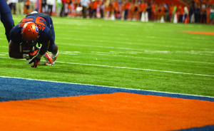 Adonis Ameen-Moore was kept out of the end zone in five attempts from within the 3-yard line in the two overtime periods of Syracuse's season-opening win over Villanova. 