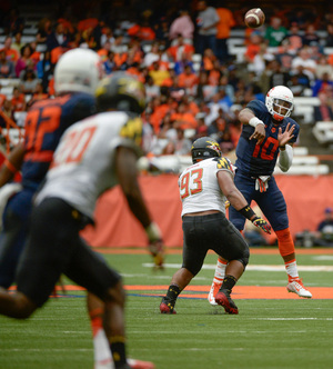 Terrel Hunt and Syracuse will have its hands full against Notre Dame at MetLife Stadium on Saturday night. 