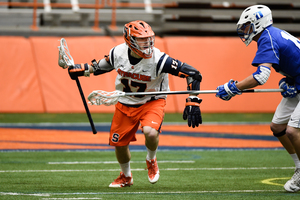 Dylan Donahue recorded a season-high seven points against Duke last Sunday, tallying five goals and two assists in the Orange's 19-7 win.