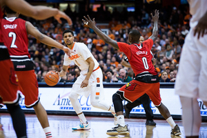 Michael Gbinije and the Orange face Louisville on  Wednesday. It's first and only meeting with the Cardinals this season. 