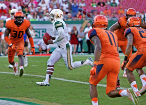 Syracuse (1-1, 0-1 Atlantic Coast) hosts South Florida (2-0) in the Carrier Dome starting at 3:30 p.m.