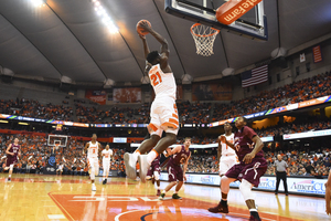 Syracuse forward Tyler Roberson throws down a dunk during SU's win over Colgate. 