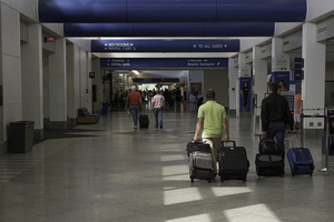 The canopy over the drop-off zone will be demolished in the first phase of Syracuse Hancock International Airport renovations.  