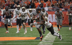 Dontae Strickland ran for a touchdown against Wake Forest last Saturday, but is questionable for tomorrow's game against Louisville.