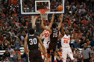 Syracuse struggled early and went to the break with a seven-point deficit, but erased it in the second half to force the extra period where it fell short of completing the comeback.