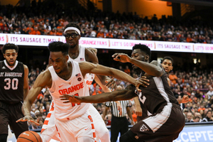 Oshae Brissett goes for a ball against St. Bonaventure. The Orange started slow and the game remained tight the whole time, but SU couldn't hold on in the loss.