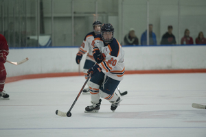 Alysha Burriss, pictured earlier this season, scored a goal and added an assist in the defeat of Mercyhurst on Friday.