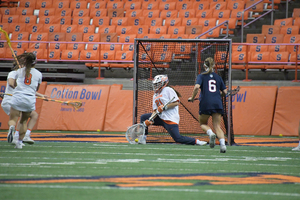 Asa Goldstock made 12 saves to back up a Syracuse defense that struggled early in Friday's game.