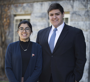 Serena Fazal (left) and John Jankovic, both Syracuse University sophomores, are campaigning for Student Association vice president and president, respectively.