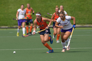 Chiara Gutsche, pictured against Albany, was part of a Syracuse offense that didn't convert any of its chances against UConn.