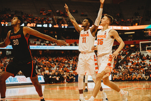 Oshae Brissett, pictured against Northeastern, finished with six points and five rebounds on Saturday. 