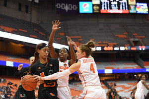 While Emily Engstler played well on defense, the rest of Syracuse struggled to contain Miami's bigs.