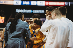 Pittsburgh, pictured against Boston College on Tuesday, will face Syracuse in the second round of the ACC tournament