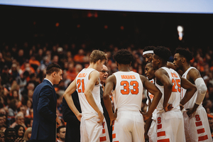 Syracuse huddles against Georgetown in the Carrier Dome.