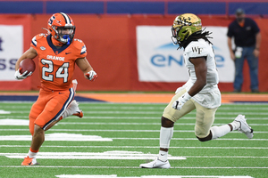 Cooper Lutz led Syracuse with 81 net rushing yards and chipped in four catches for 25 yards.