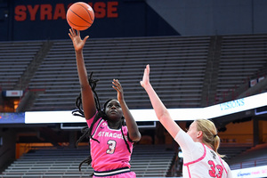 Maeve Djaldi-Tabdi finished with four defensive rebounds and a career-high four blocks against NC State.