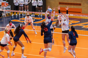 Yuliia Yastrub tallied eight kills and three spikes in Syracuse's 3-0 win over Wake Forest.