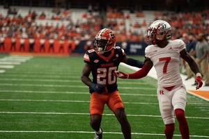 Duce Chestnut covers a Rutgers receiver attempting to get open.