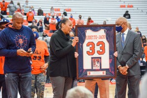 Felisha Legette-Jack became the first Syracuse female athlete to have her jersey retired.