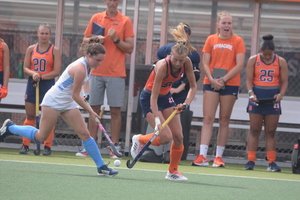 Willemijn Boogert (right) tallied two assists in the Orange's 6-0 win over Dartmouth.