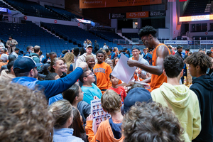 Naheem McLeod displayed his prowess down low, using his 7-foot-4 frame for a series of comfortable lay-ins. 