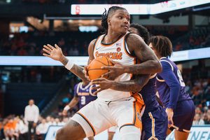 Syracuse deployed a new starting lineup against UAlbany, implementing Jyáre Davis (pictured) and Elijah Moore while Donnie Freeman came off the bench.