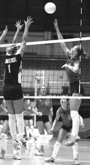 The SU volleyball team started the 2002 season 9-1 but played below .500 the rest of the way.