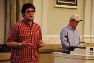 Eugene Law speaks during the Student Association meeting Tuesday in Maxwell Auditorium. Law was elected as parlementarian during the meeting. Law is also the SA representative for State University of New York College of Environmental Science and Forestry.