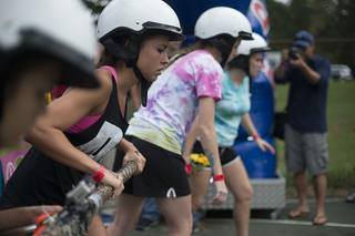 Racers wait for the starting horn.