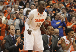 Baye Keita celebrates as Syracuse sealed the win. 