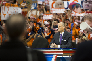 Jay Bilas speaks during an opening segment of GameDay.