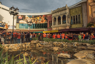 Several hundred fans gathered at Pointe Orlando at 4:45 p.m. on Friday night. 
