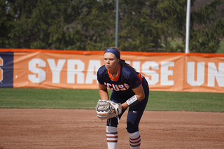 Schnackenberg readies herself to pitch. 